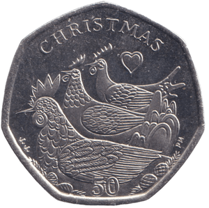 2007 CHRISTMAS 50P THREE FRENCH HENS ISLE OF MAN ( UNC ) - 50P REGIONAL ISSUES - Cambridgeshire Coins