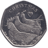 2007 CHRISTMAS 50P THREE FRENCH HENS ISLE OF MAN ( UNC ) - 50P REGIONAL ISSUES - Cambridgeshire Coins