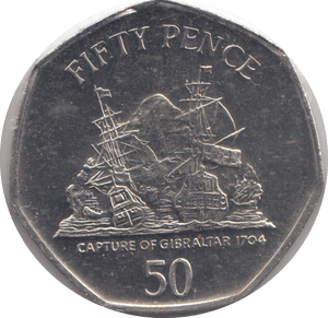 2007 FIFTY PENCE CAPTURE OF GIBRALTAR 1704 - Cambridgeshire Coins