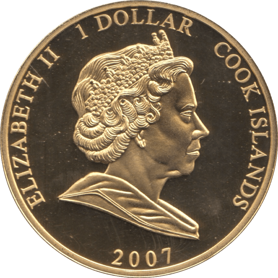 2007 ONE DOLLAR COOK ISLANDS ELIZABETH AND PHILIP 21 ONE DOLLAR