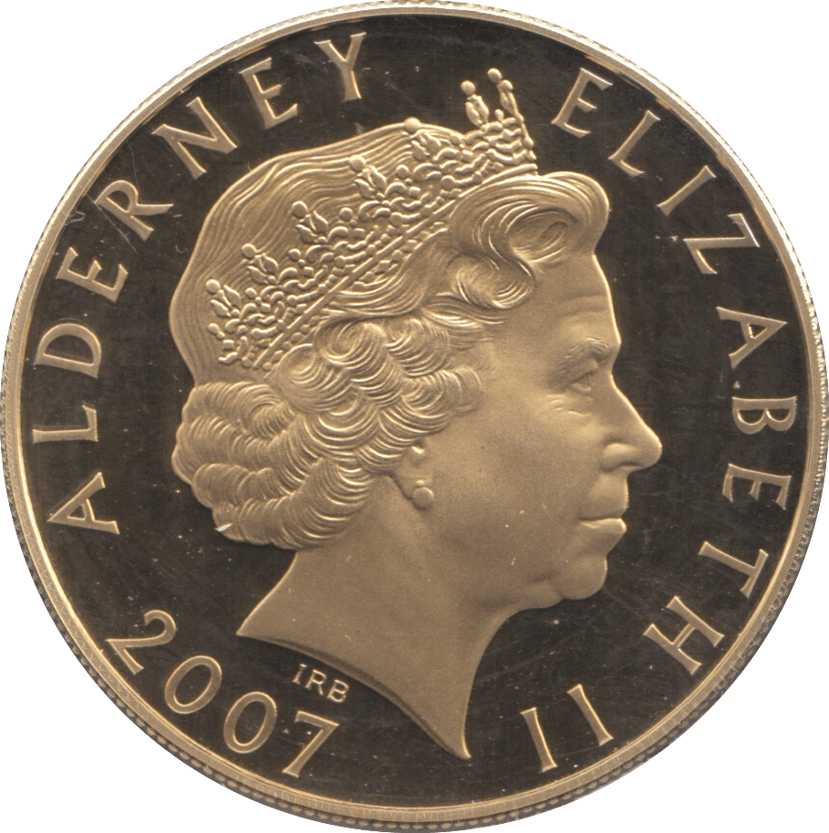 2007 SILVER ALDERNEY ELIZABETH FIRST FIVE POUNDS ( PROOF ) - SILVER WORLD COINS - Cambridgeshire Coins