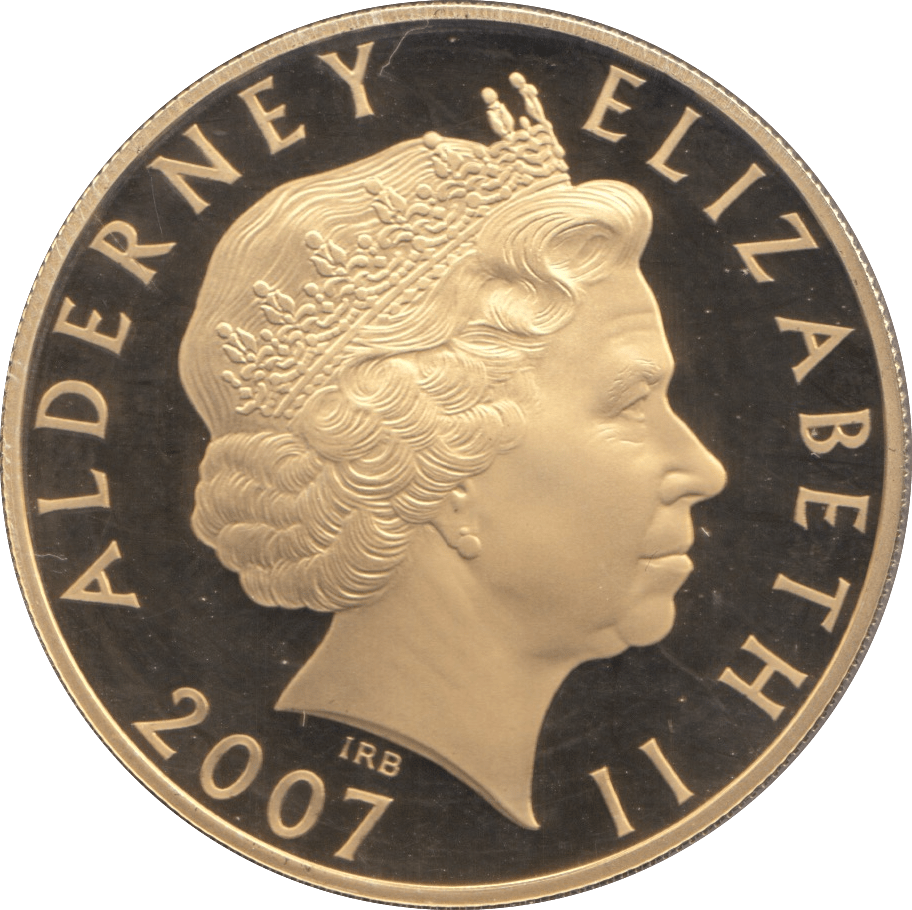 2007 SILVER ALDERNEY ELIZABETH FIRST FIVE POUNDS ( PROOF ) - SILVER WORLD COINS - Cambridgeshire Coins