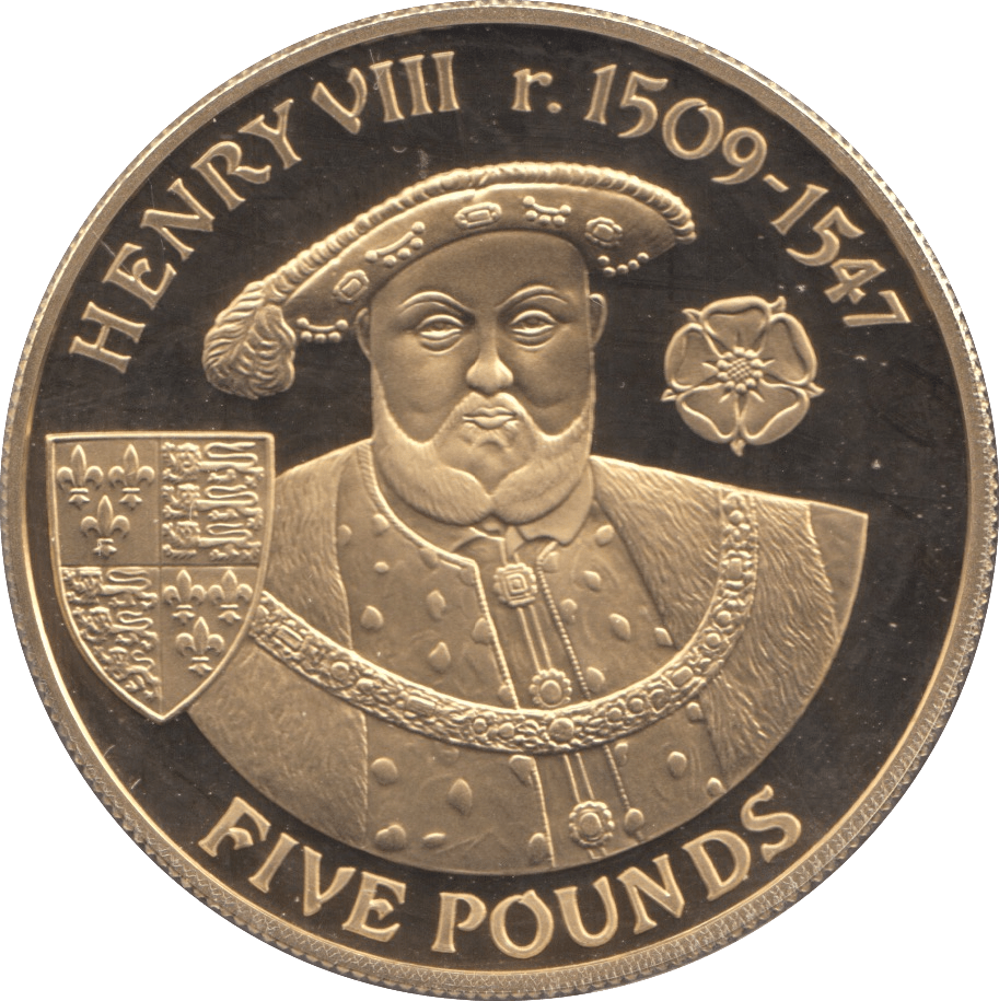 2007 SILVER ALDERNEY HENRY VIII FIVE POUNDS ( PROOF ) - SILVER WORLD COINS - Cambridgeshire Coins