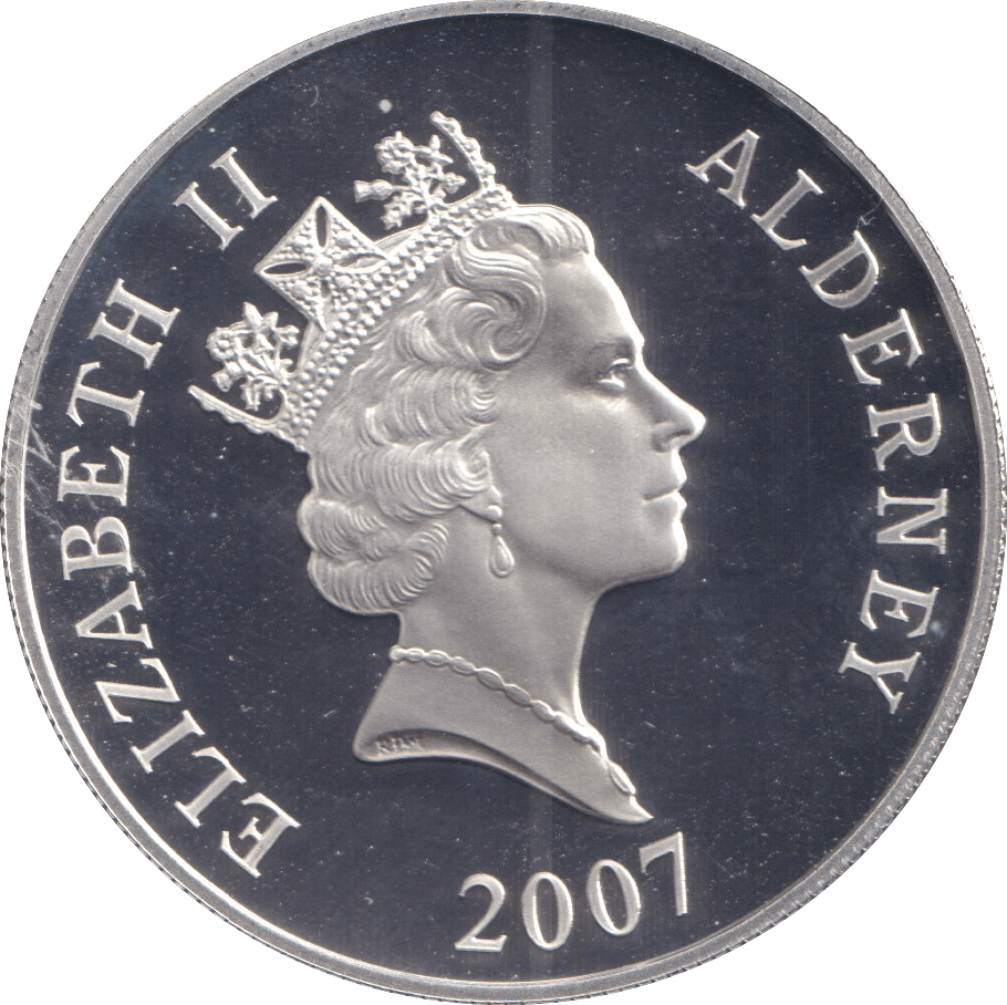2007 SILVER FIVE POUNDS ALDERNEY CAPTAIN JAMES COOK - SILVER WORLD COINS - Cambridgeshire Coins