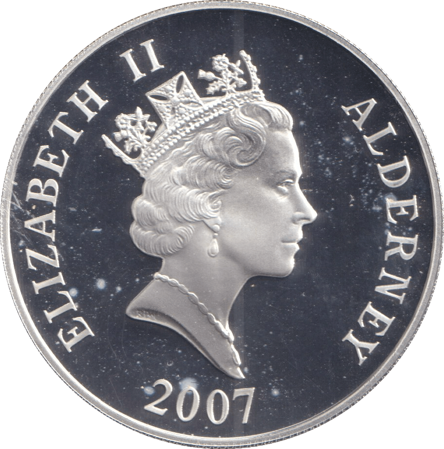 2007 SILVER FIVE POUNDS ALDERNEY SIR EDWARD ELGAR - SILVER WORLD COINS - Cambridgeshire Coins