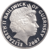 2007 SILVER FIVE POUNDS BAILIWICK OF GUERNSEY OLIVER CROMWELL - SILVER WORLD COINS - Cambridgeshire Coins