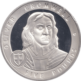 2007 SILVER FIVE POUNDS BAILIWICK OF GUERNSEY OLIVER CROMWELL - SILVER WORLD COINS - Cambridgeshire Coins