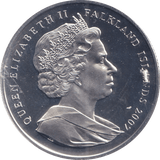 2007 SILVER ONE CROWN FALKLAND ISLANDS ROBERT BADEN - POWELL - SILVER WORLD COINS - Cambridgeshire Coins