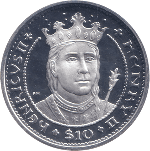 2007 SILVER PROOF 10 DOLLAR HENRY II - SILVER WORLD COINS - Cambridgeshire Coins