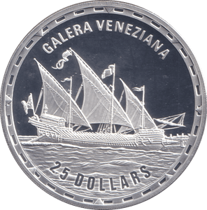 2007 SILVER PROOF 25 DOLLAR GALERA VENEZIANA SOLOMON ISLANDS - SILVER WORLD COINS - Cambridgeshire Coins