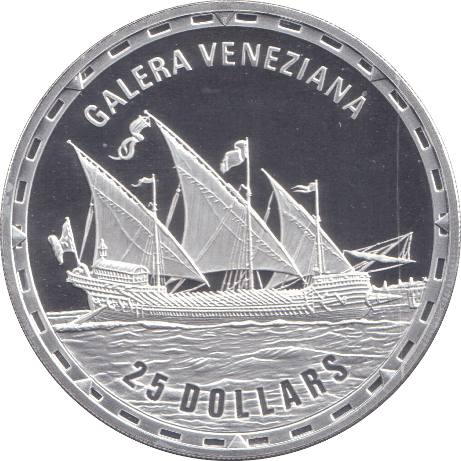 2007 SILVER PROOF 25 DOLLAR GALERA VENEZIANA - SILVER WORLD COINS - Cambridgeshire Coins