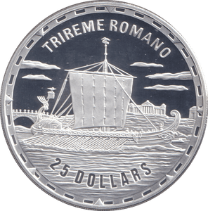 2007 SILVER PROOF 25 DOLLAR TRIREME ROMANO SOLOMON ISLANDS - SILVER WORLD COINS - Cambridgeshire Coins