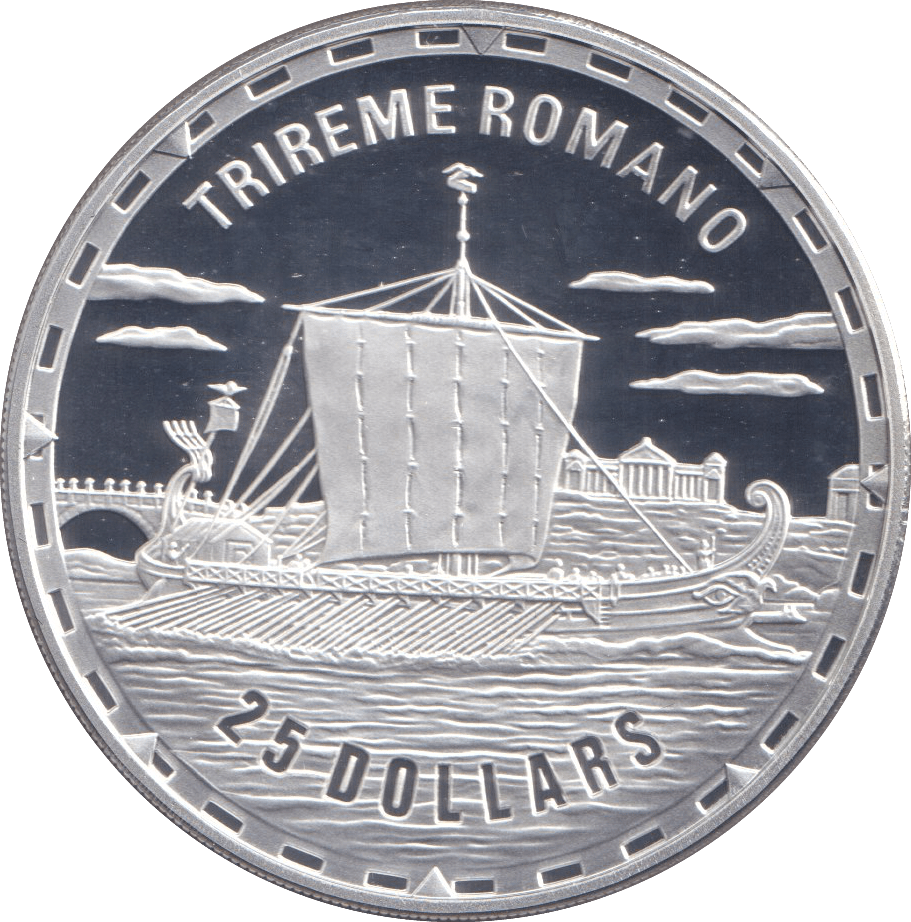 2007 SILVER PROOF 25 DOLLAR TRIREME ROMANO SOLOMON ISLANDS - SILVER WORLD COINS - Cambridgeshire Coins