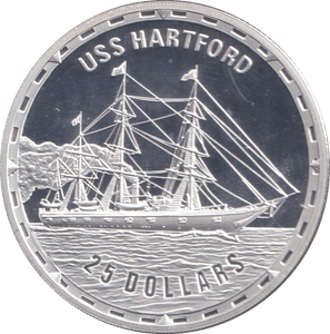 2007 SILVER PROOF 25 DOLLAR USS HARTFORD SOLOMON ISLANDS - SILVER WORLD COINS - Cambridgeshire Coins