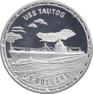 2007 SILVER PROOF 25 DOLLAR USS TAUTOG SOLOMON ISLANDS - SILVER WORLD COINS - Cambridgeshire Coins