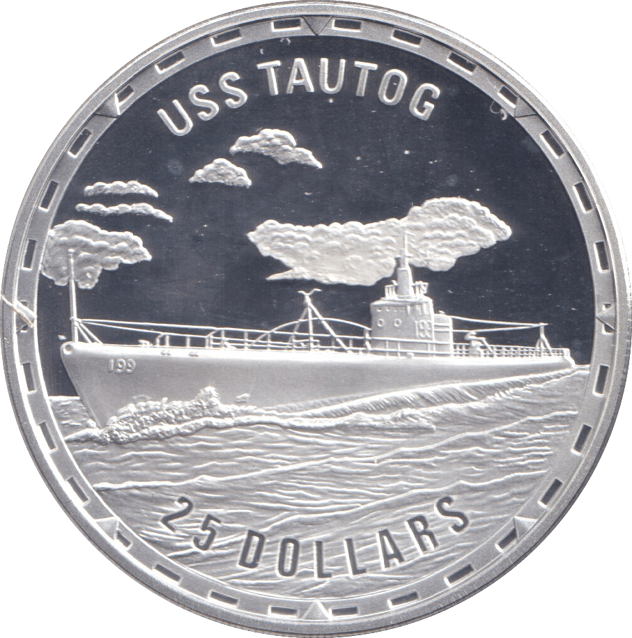 2007 SILVER PROOF 25 DOLLAR USS TAUTOG SOLOMON ISLANDS - SILVER WORLD COINS - Cambridgeshire Coins