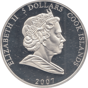 2007 SILVER PROOF ELVIS PRESLEY 5 DOLLARS COOK ISLANDS - SILVER WORLD COINS - Cambridgeshire Coins