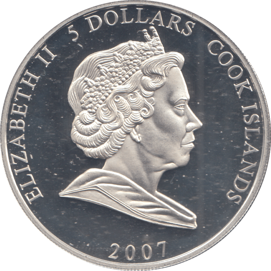 2007 SILVER PROOF ELVIS PRESLEY 5 DOLLARS COOK ISLANDS - SILVER WORLD COINS - Cambridgeshire Coins