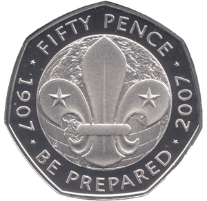 2007 SILVER PROOF FIFTY PENCE SCOUTS GREAT BRITAIN - SILVER WORLD COINS - Cambridgeshire Coins