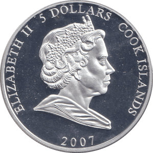 2007 SILVER PROOF FIVE DOLLARS ELVIS PRESLEY COOK ISLANDS - SILVER WORLD COINS - Cambridgeshire Coins