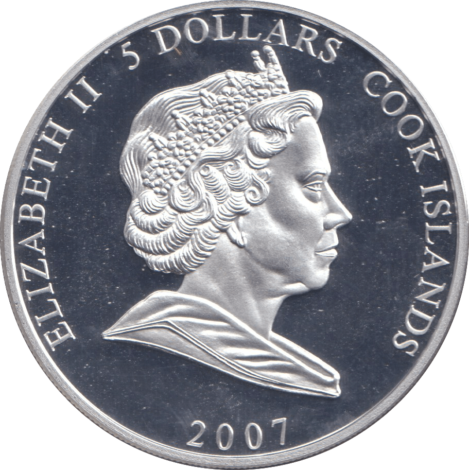 2007 SILVER PROOF FIVE DOLLARS ELVIS PRESLEY COOK ISLANDS - SILVER WORLD COINS - Cambridgeshire Coins