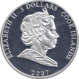 2007 SILVER PROOF FIVE DOLLARS ELVIS PRESLEY COOK ISLANDS - SILVER WORLD COINS - Cambridgeshire Coins