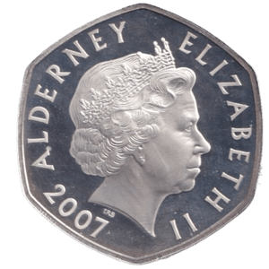 2007 SILVER PROOF FIVE POUND COIN ALDERNEY - SILVER WORLD COINS - Cambridgeshire Coins