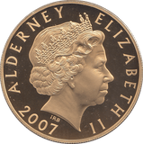 2007 SILVER PROOF FIVE POUNDS ALDERNEY - SILVER WORLD COINS - Cambridgeshire Coins