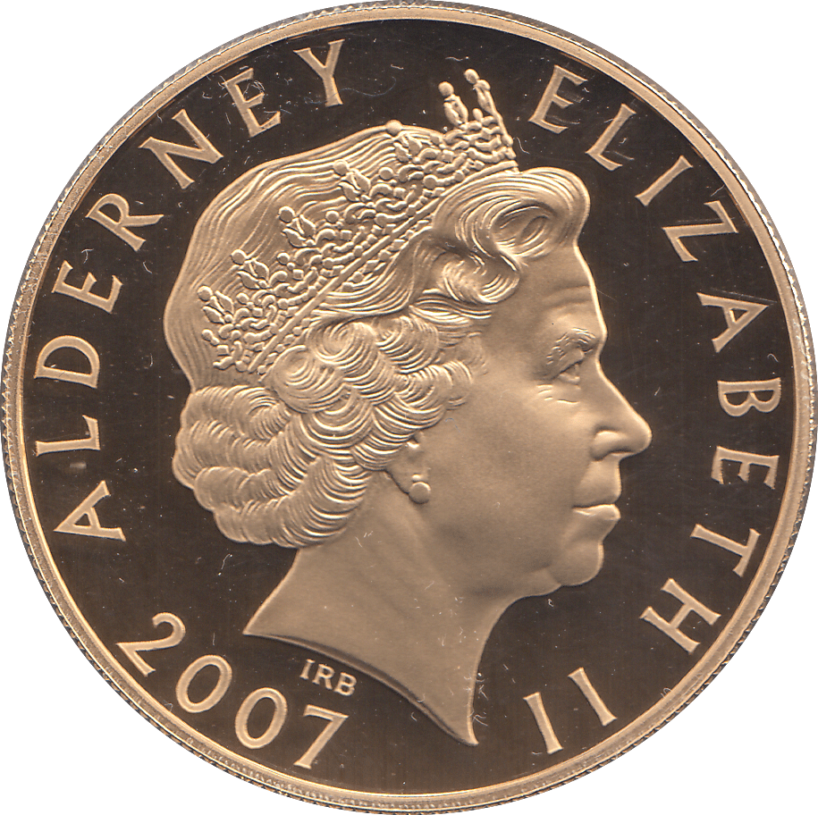 2007 SILVER PROOF FIVE POUNDS ALDERNEY - SILVER WORLD COINS - Cambridgeshire Coins