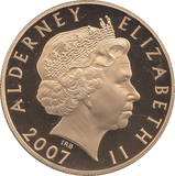 2007 SILVER PROOF FIVE POUNDS ALDERNEY - SILVER WORLD COINS - Cambridgeshire Coins