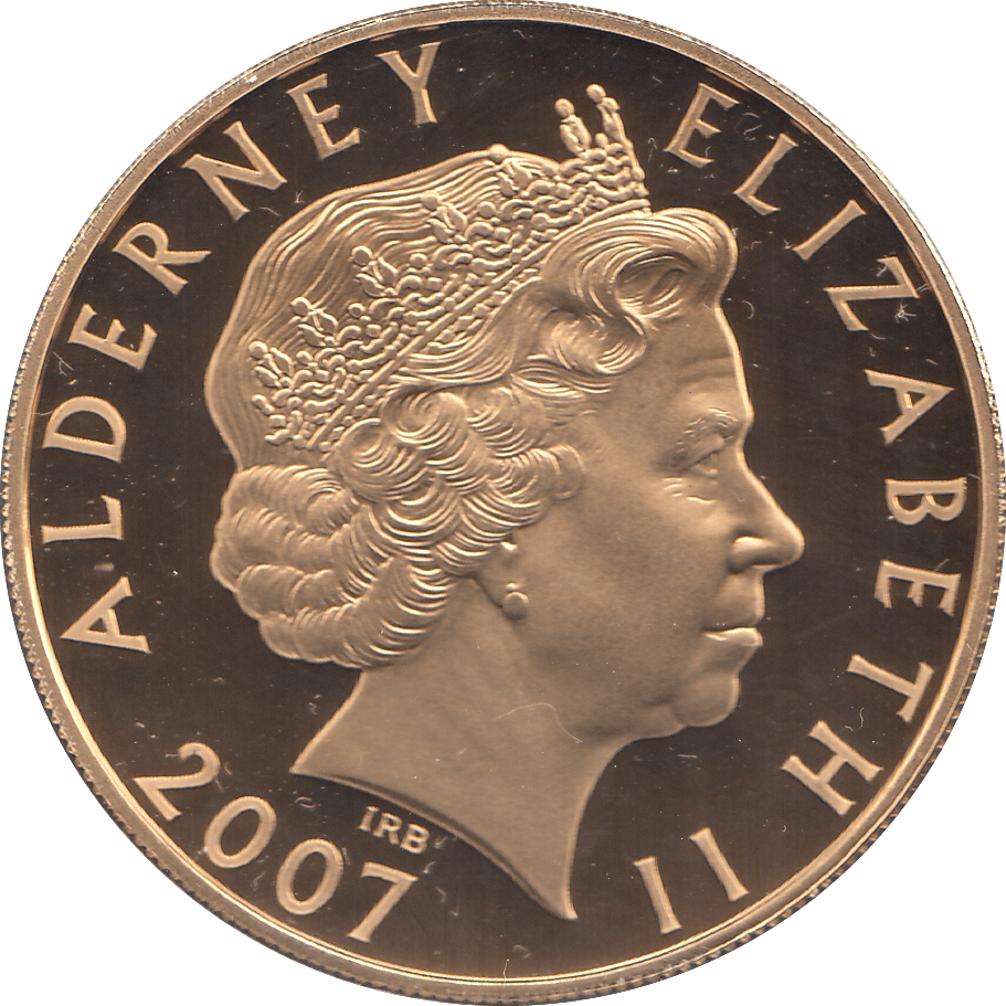 2007 SILVER PROOF FIVE POUNDS ALDERNEY - SILVER WORLD COINS - Cambridgeshire Coins