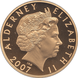2007 SILVER PROOF FIVE POUNDS ALDERNEY - SILVER WORLD COINS - Cambridgeshire Coins