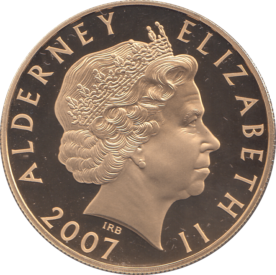 2007 SILVER PROOF FIVE POUNDS ALDERNEY - SILVER WORLD COINS - Cambridgeshire Coins