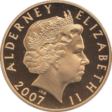 2007 SILVER PROOF FIVE POUNDS ALDERNEY - SILVER WORLD COINS - Cambridgeshire Coins