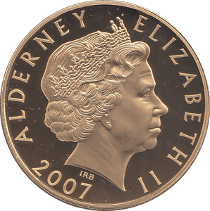 2007 SILVER PROOF FIVE POUNDS ALDERNEY - SILVER WORLD COINS - Cambridgeshire Coins
