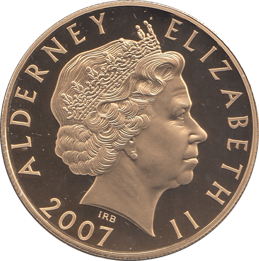 2007 SILVER PROOF FIVE POUNDS ALDERNEY - SILVER WORLD COINS - Cambridgeshire Coins