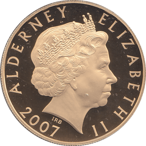 2007 SILVER PROOF FIVE POUNDS ALDERNEY - SILVER WORLD COINS - Cambridgeshire Coins