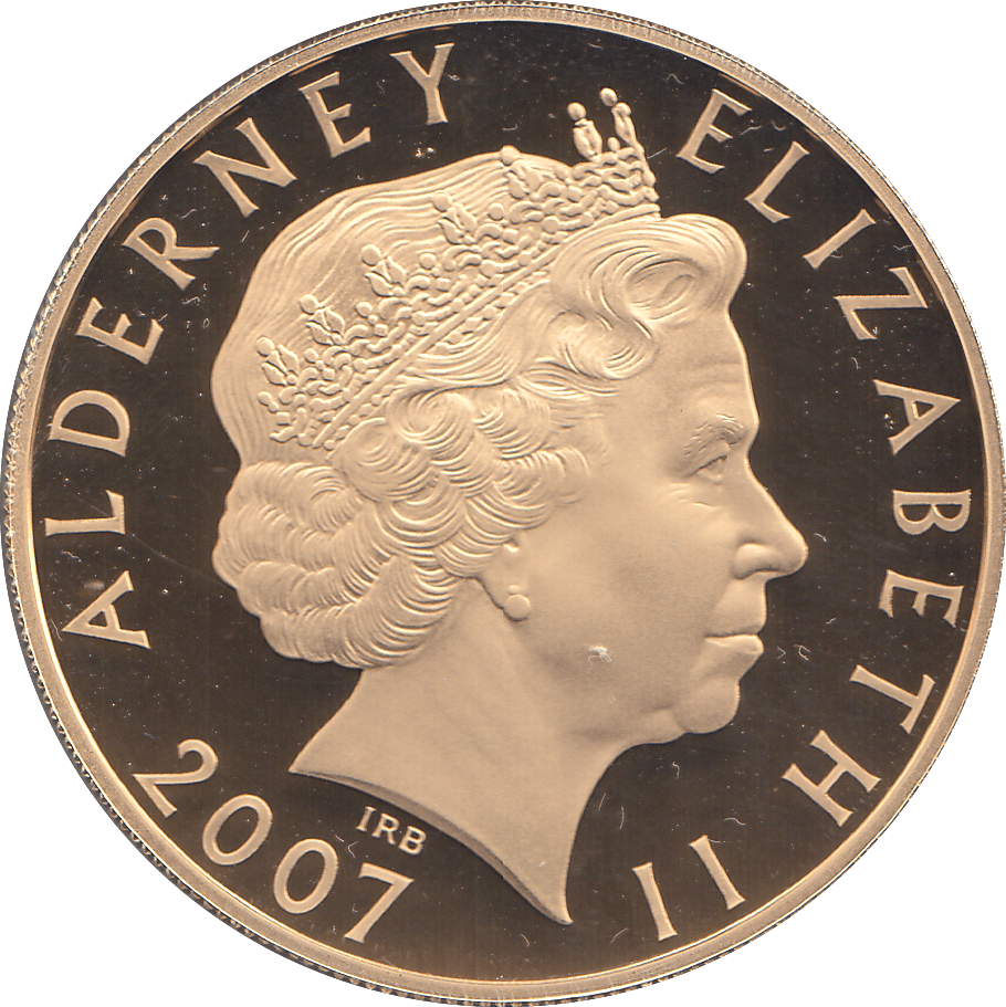 2007 SILVER PROOF FIVE POUNDS ALDERNEY - SILVER WORLD COINS - Cambridgeshire Coins