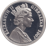 2007 SILVER PROOF FIVE POUNDS GIBRALTAR - SILVER WORLD COINS - Cambridgeshire Coins