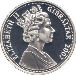 2007 SILVER PROOF FIVE POUNDS GIBRALTAR - SILVER WORLD COINS - Cambridgeshire Coins