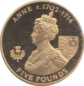 2007 SILVER PROOF GOLD PLATED FIVE POUNDS ANNE - £5 Silver Proof - Cambridgeshire Coins