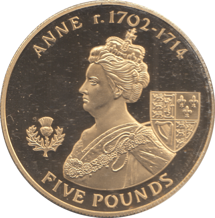 2007 SILVER PROOF GOLD PLATED FIVE POUNDS ANNE - £5 Silver Proof - Cambridgeshire Coins
