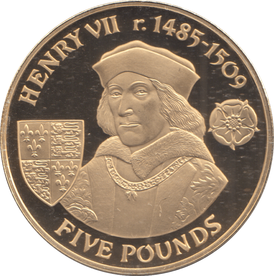 2007 SILVER PROOF GOLD PLATED FIVE POUNDS HENRY VII - £5 Silver Proof - Cambridgeshire Coins