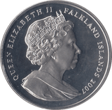 2007 SILVER PROOF ONE CROWN FALKLAND ISLANDS - SILVER WORLD COINS - Cambridgeshire Coins