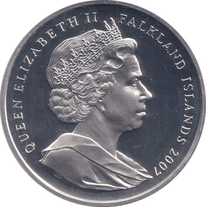 2007 SILVER PROOF ONE CROWN FALKLAND ISLANDS - SILVER WORLD COINS - Cambridgeshire Coins