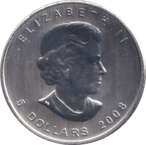 2008 1 OZ .999 FINE SILVER 5 DOLLARS CANADA - SILVER WORLD COINS - Cambridgeshire Coins