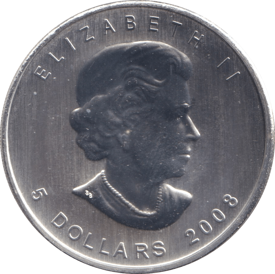 2008 1 OZ .999 FINE SILVER 5 DOLLARS CANADA - SILVER WORLD COINS - Cambridgeshire Coins