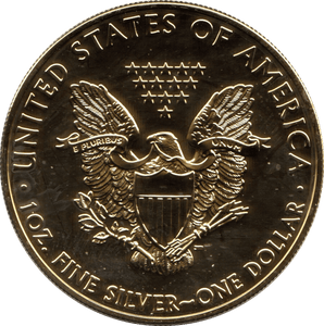 2008 AMERICAN EAGLE GOLD GILT SILVER DOLLAR USA - SILVER WORLD COINS - Cambridgeshire Coins