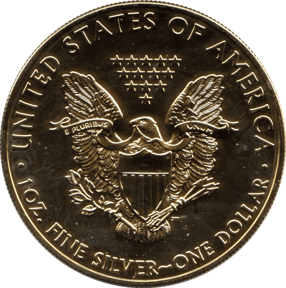 2008 AMERICAN EAGLE GOLD GILT SILVER DOLLAR USA - SILVER WORLD COINS - Cambridgeshire Coins
