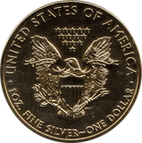 2008 AMERICAN EAGLE GOLD GILT SILVER DOLLAR USA - SILVER WORLD COINS - Cambridgeshire Coins
